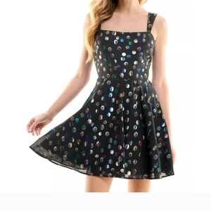 NWT City Studio Juniors Black Polkadot A-Line Party Dress With Tulle